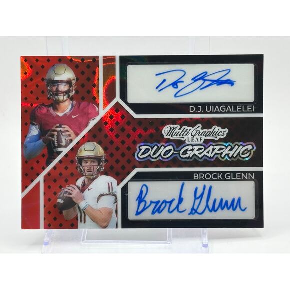 2024 Leaf Eclectic DJ UIAGALELEI BROCK GLENN Red Lava Dual Auto 4/9 SP FSU - Picture 1 of 2